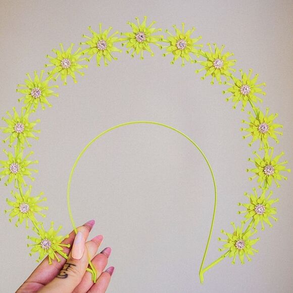 Carbickova Accessories - Carbickova Colourful Festival Halo Crown In neon yellow